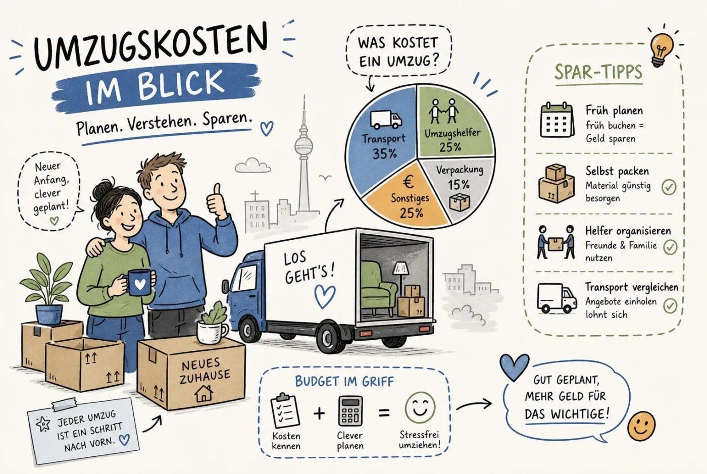 Umzugskosten in Deutschland: Leitfaden, Budget & Spartipps